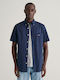 Short-sleeved Cotton Shirt Dark Blue