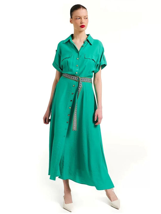 Forel Maxi Shirt Dress Dress Knitted Turquoise