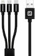 Swissten Braided USB to Lightning / Type-C / micro USB Cable 3A Μαύρο 1.2m 72501103