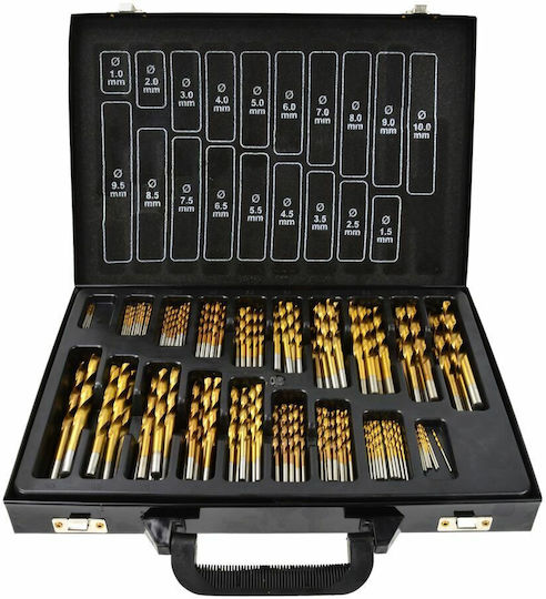 Keltin Set of 170 Drills HSS Titanium with Cylindrical Shank for Metal