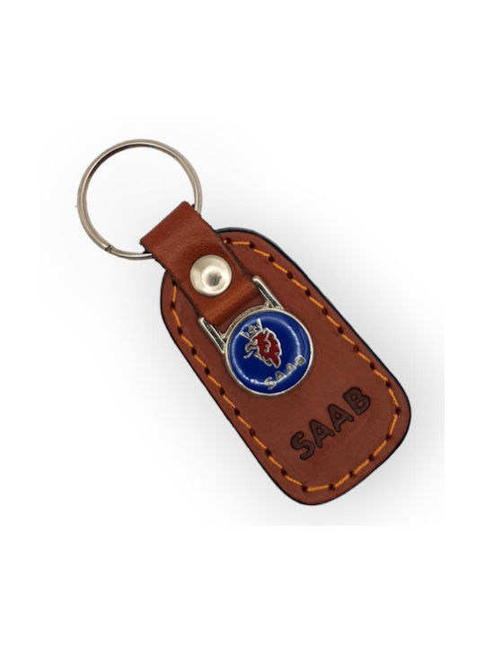 Keychain Saab Leather Brown