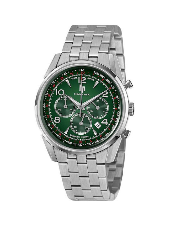 Lip Watches Himalaya Watch Chronograph Battery with Silver Metal Bracelet