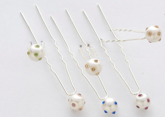 Orange Pearl Rhinestone Hair Pin