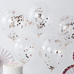 12" Transparent Balloon Rosegold Confetti 5pcs