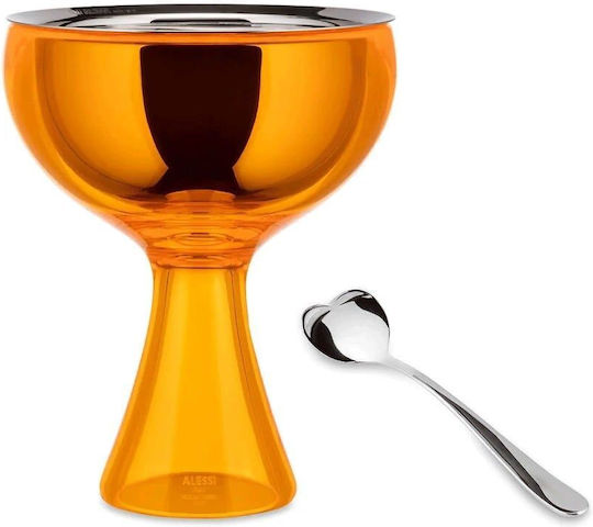 Alessi Ice Cream Serving Bowl Round Inox Orange with Diameter 12cm