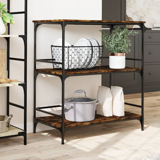 vidaXL Τρόλεϊ Κουζίνας Ξύλινο 3 Θέσεων Καφέ 100.5x50x105cm