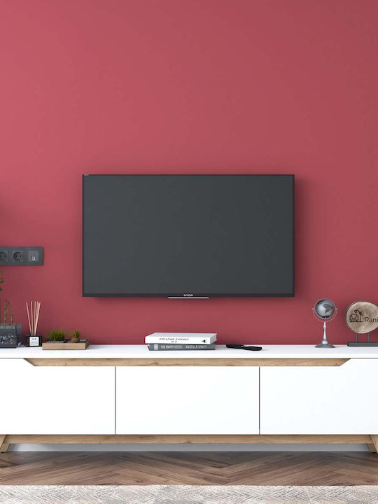 TV-Ständer A-g D Weiß Eiche M180xT35xH48.3cm