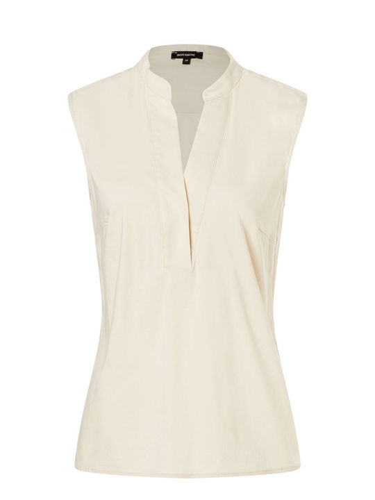 MORE & MORE Women's Blouse Sleeveless with V Neck Beige