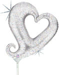 Μπαλόνι Καρδιά Ασημί Mini Shape 35εκ.