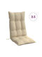 vidaXL Wasserdichtes Gartenstuhlkissen mit Rückenlehne Beige 4 Stück 50x120cm