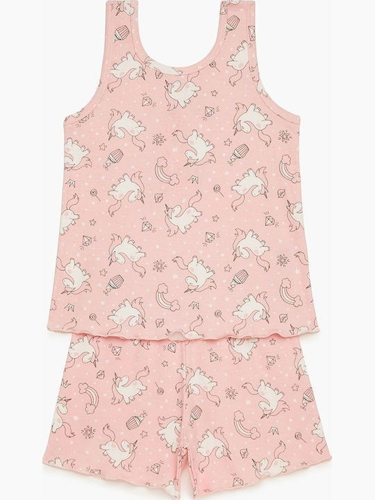 Minerva Kids' Pajamas Summer Ecru-pink Unicorn
