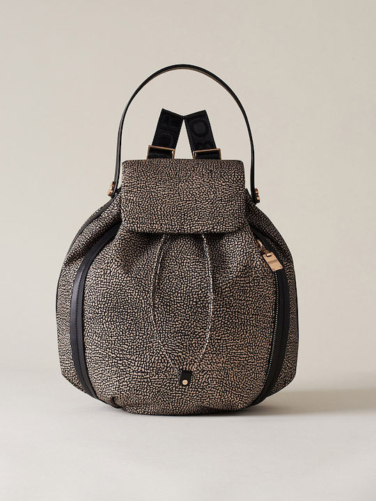 Borbonese Leather Women's Bag Backpack Black