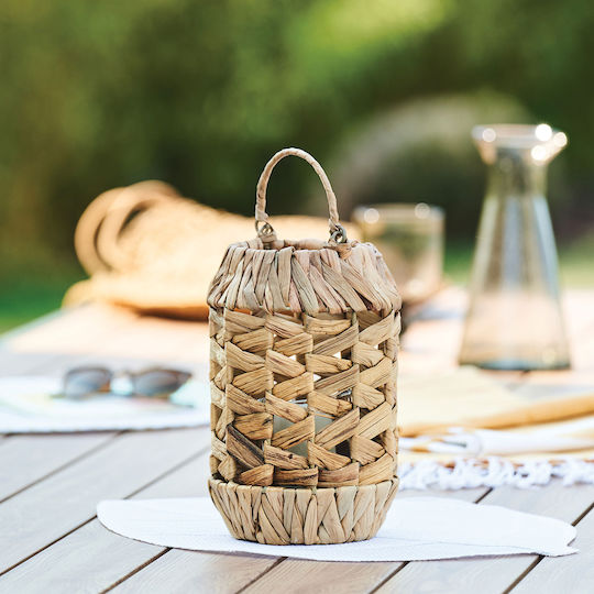 Atmosphera Hya Φαναράκι Ψάθινο Επιτραπέζιο Μπεζ 16x16x25εκ.