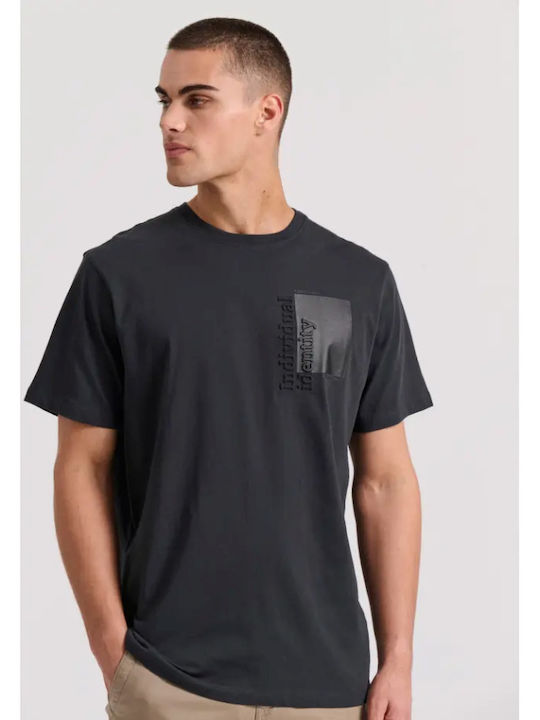 Funky Buddha T-shirt Bărbătesc cu Mânecă Scurtă Antracit