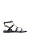 Keep Fred Women's Flat Sandals Gladiator in Black Color