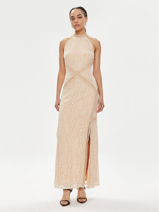 Guess Liza Evening Dress with Slit Beige