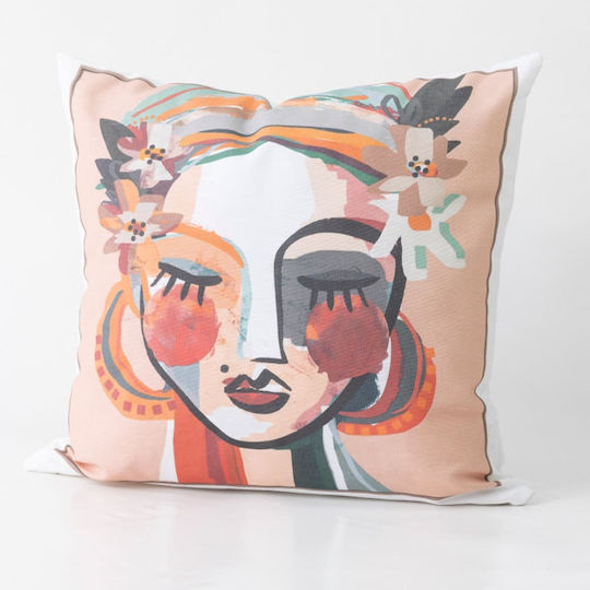 Borea Borea Dekorativer Kissenbezug Printed Design 73 aus 100% Baumwolle Ecru 45x45cm