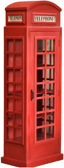 Bookcase London Calling Red 64x40x180cm 24-0693 Bookcase London Calling Red 64x40x180cm 24-0693