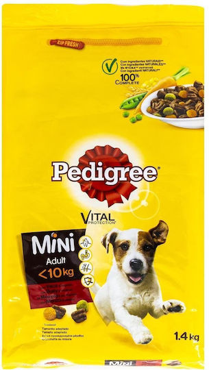 Pedigree Vital Protection Mini Adult <10kg 1.4kg Ξηρά Τροφή για Ενήλικους Σκύλους Μικρόσωμων Φυλών με Λαχανικά και Μοσχάρι