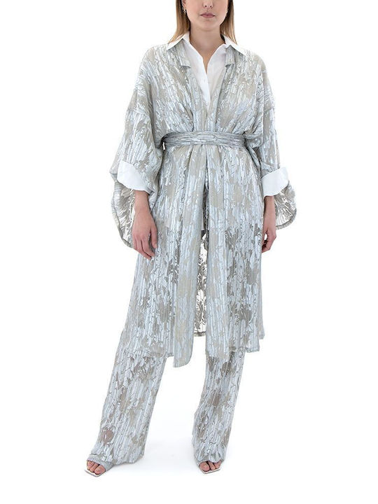 Zoya Women's Maxi Kimono Beachwear Silver