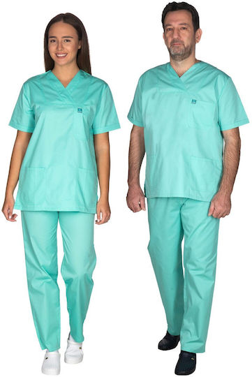 Alezi Unisex Σετ Ιατρικό Παντελόνι και Μπλούζα Τιρκουάζ