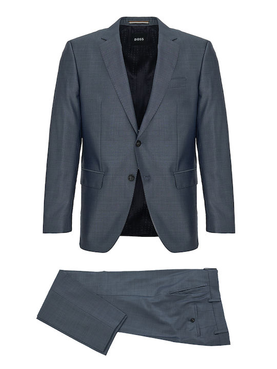 Hugo Boss Ανδρικό Κοστούμι με Στενή Εφαρμογή Γαλάζιο
