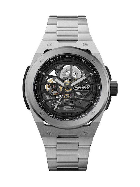 Ingersoll Ανδρικό Ρολόι 47mm Αυτόματο με Ασημί Μεταλλικό Μπρασελέ