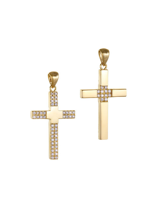 Damen Gold Kreuz 14K Beidseitig