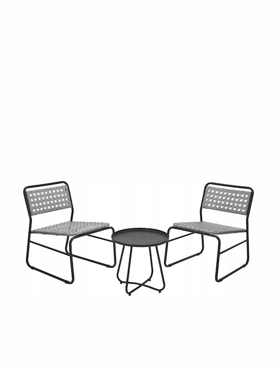 Garden & Outdoor Furniture Set 3 Pieces Living Room Metal Rattan