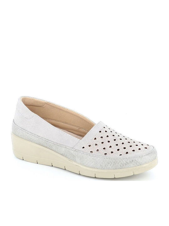 Anatomische Damen Slip-Ons Leder Grau