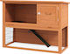 Pawhut 2-Level Wooden Outdoor Hutch Removable Tray 1-2 Rabbits Orange