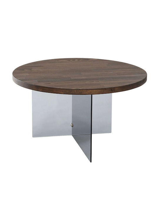 Round Coffee Table Serenity Glass Dark Grey-walnut L70xW70xH40cm