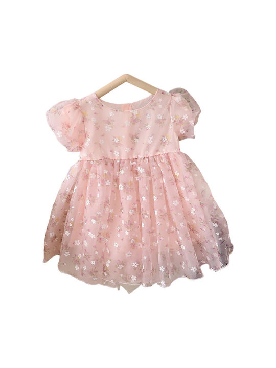 Angelbox Kids Dress Tulle Floral Pink