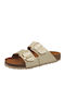 Leder Flache Sandalen für Damen Anatomisch in Gold Farbe