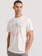 Funky Buddha T-shirt Bărbătesc cu Mânecă Scurtă Off White