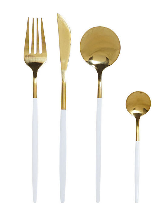 DKD Home Decor Set de Tacâmuri Inoxidabil Albe 24buc