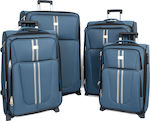 Kelepoyri Travel Suitcases Fabric Blue with 4 Wheels Set of 4pcs