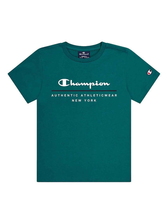 Champion Παιδικό T-shirt Κοντομάνικο Πράσινο Crewneck