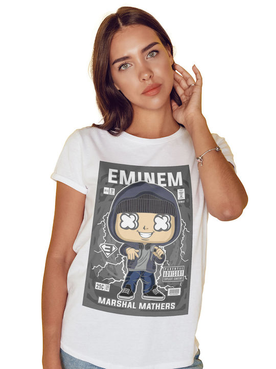 Pop Culture Θεματική Μπλούζα με Στάμπα Eminem Λευκή