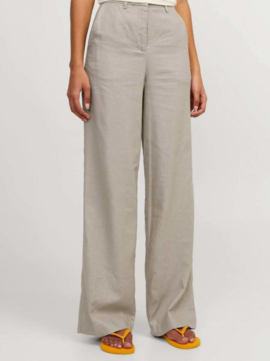 Jack & Jones Women's Linen Trousers Gray