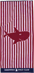 Greenwich Polo Club Παιδική Πετσέτα Θαλάσσης Κόκκινη Καρχαρίες 140x70εκ.