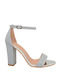 Morena Spain Women's Sandals with Ankle Strap Silver with High Heel