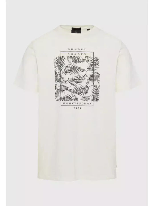 Funky Buddha Ανδρικό T-shirt Κοντομάνικο Εκρού
