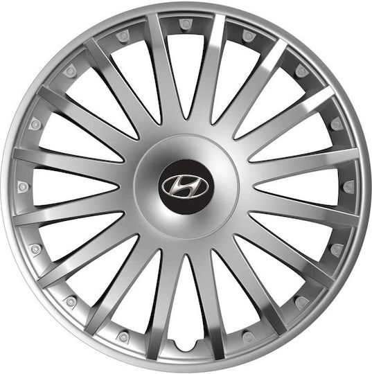 Versaco Car Hubcap Set Crystal with Hyundai Emblem 15" 4pcs Silver