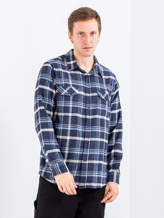Long-sleeved Flannel Shirt Blue