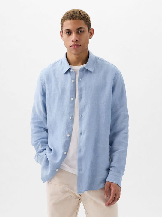 Long-sleeved Linen Shirt Distant Blue