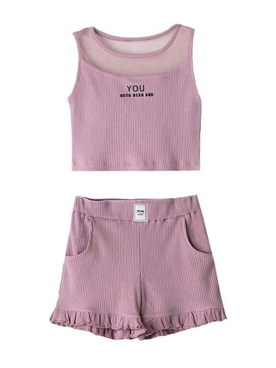 Εβίτα Kids Set with Shorts Summer 2pcs Lilac