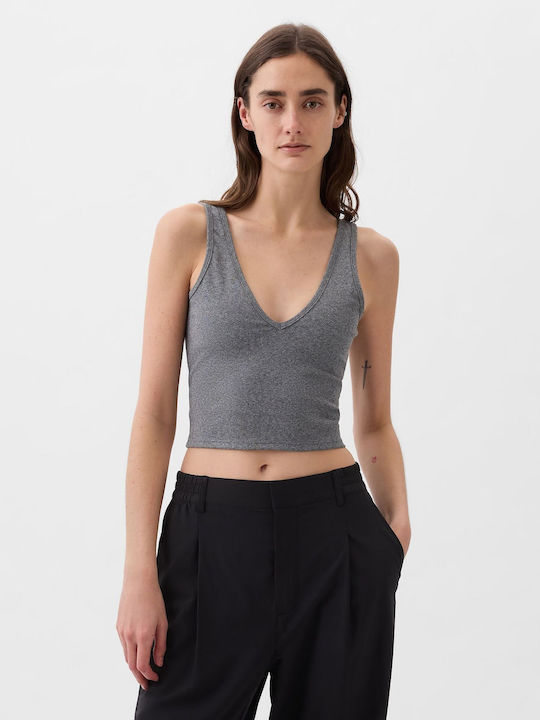 GAP Damen Sportliches Bluse Ärmellos mit V-Ausschnitt Gray