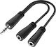 HAMA Καλώδιο Ήχου 3.5mm male - 2x RCA female Μαύρο 0.15m 00200349