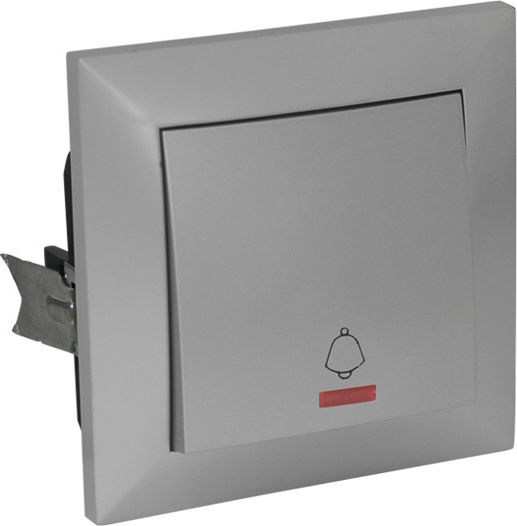 Adeleq Complete Wall Push Bell Button with Frame Silver 15-070016
